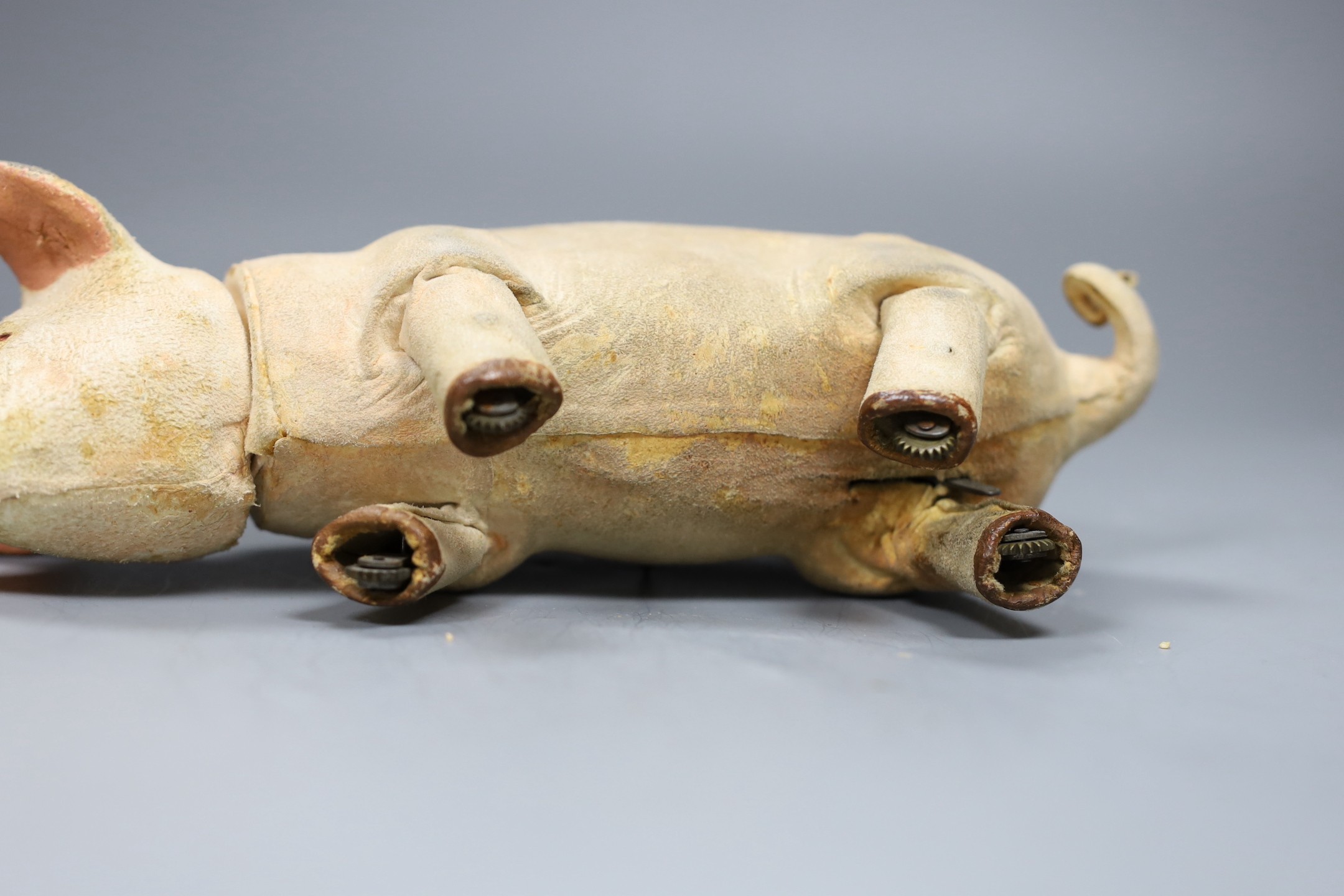 A Roullet & Decamps clockwork walking pig, 28cms long